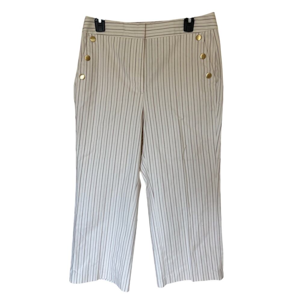 NWT Ann Taylor Factory Pinstripe Sailor Cropped Wide Leg Pants 8P